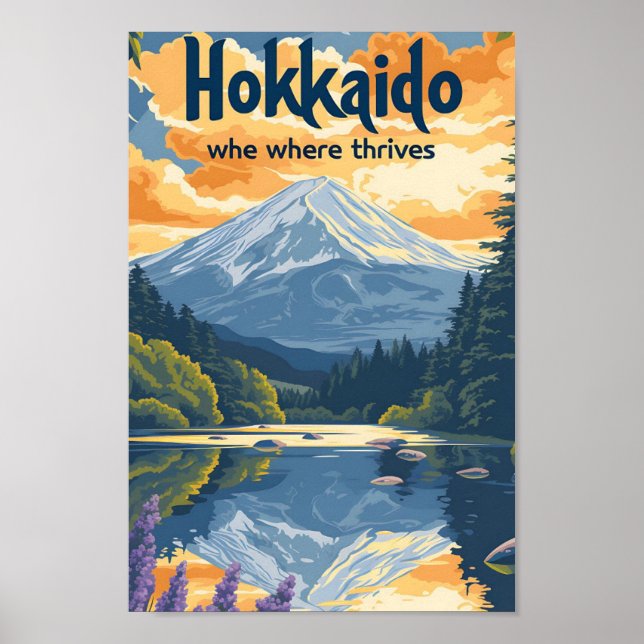 Hokkaido Japan Vintage Art Travel Illustration Poster (Front)