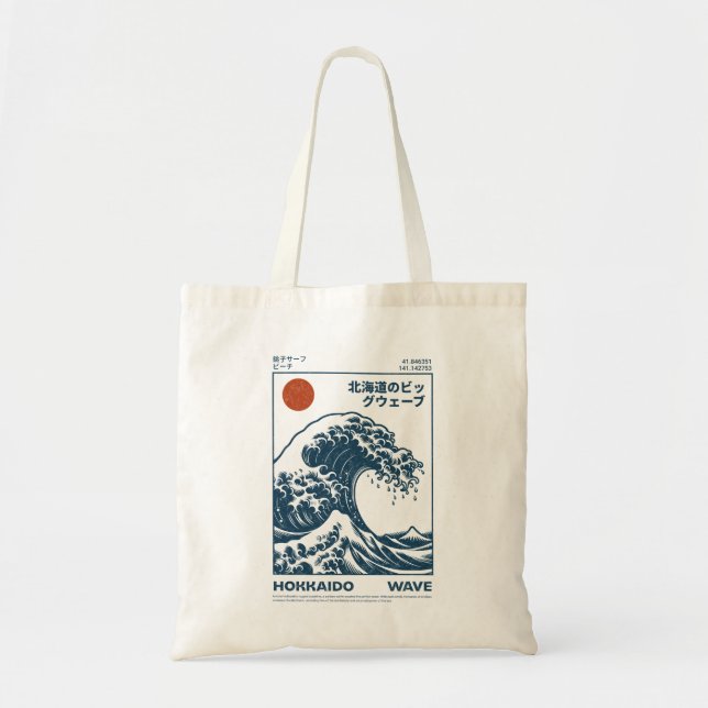 Hokkaido Wave – Japanese Surf Tote Bag (Front)