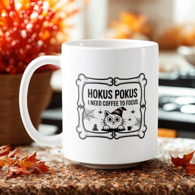 Hokus Pokus I Need Coffee To Focus wizard cat Coffee Mug (Creator Uploaded)