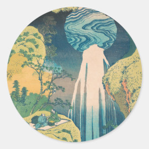 Hokusai Amida Falls Japan Waterfall Classic Round Sticker