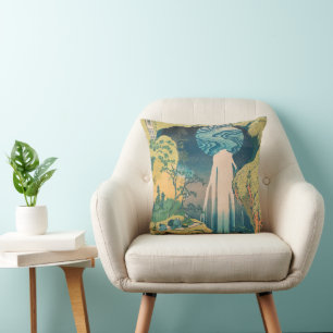 Hokusai Amida Falls Japan Waterfall Cushion