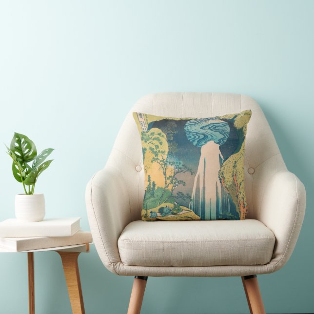 Hokusai Amida Falls Japan Waterfall  Cushion (Chair)