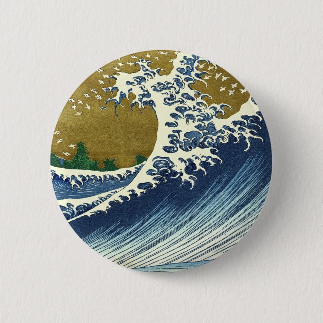 Hokusai Big Wave Japan Japanese Art 6 Cm Round Badge (Front)