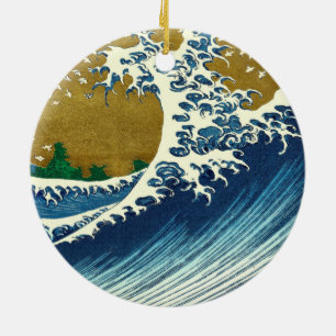 Hokusai Big Wave Japan Japanese Art Ceramic Tree Decoration