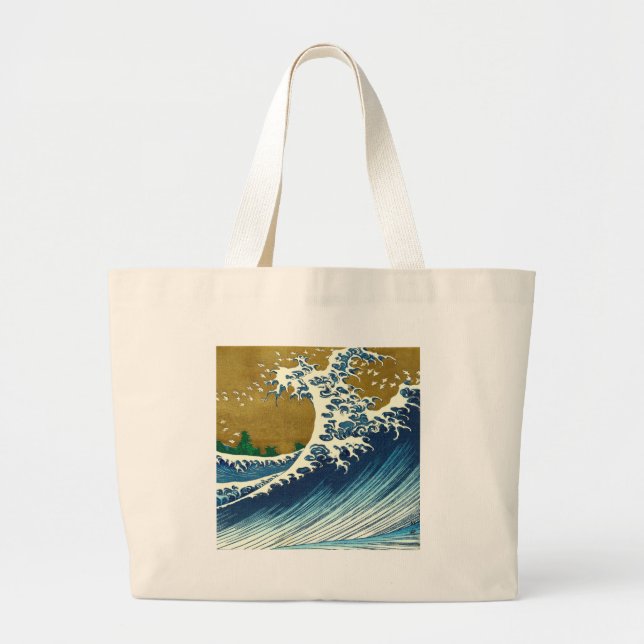 Hokusai Big Wave Japan Japanese Art Large Tote Bag (Front)