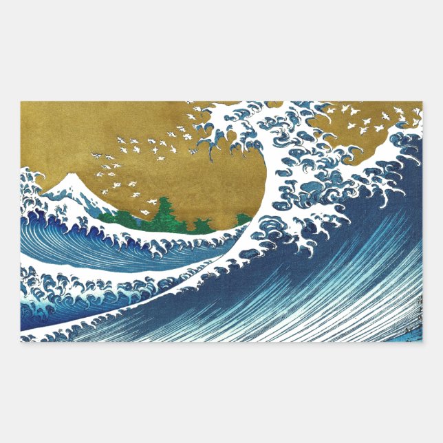 Hokusai Big Wave Japan Japanese Art Rectangular Sticker (Front)