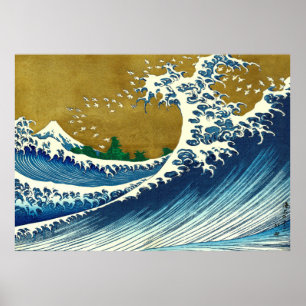 Hokusai Big Wave Japan Vintage Ocean Poster