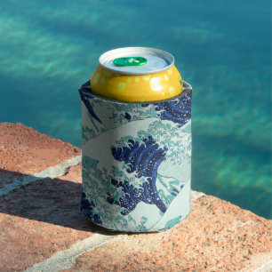 Hokusai Blue Waves Pattern Can Cooler