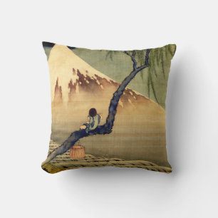 Hokusai Boy Viewing Mount Fuji Japanese Vintage Cushion