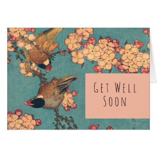 Hokusai Bullfinch and Cherry Blossom Vintage Bird