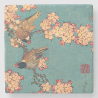 Hokusai Bullfinch and Cherry Blossom Vintage Bird