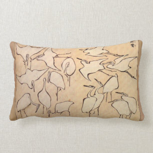 Hokusai Crane Lumbar Pillow