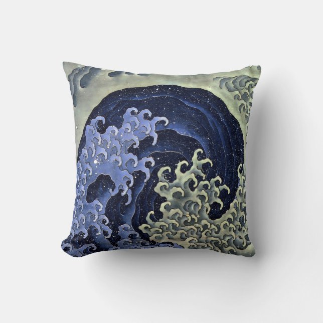 Hokusai Feminine Wave Cushion (Front)