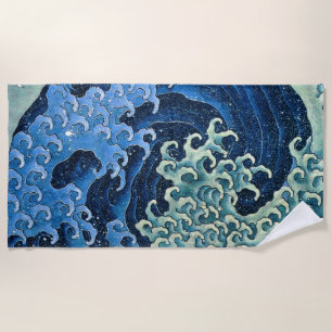 Hokusai Feminine Wave Vintage Ocean Beach Towel