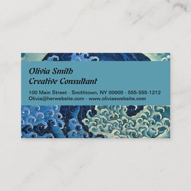 Hokusai Feminine Wave Vintage Ocean  Business Card (Front)