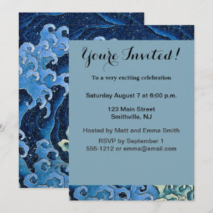 Hokusai Feminine Wave Vintage Ocean Invitation
