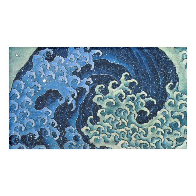 Hokusai Feminine Wave Vintage Ocean  Name Tag (Front)