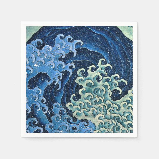 Hokusai Feminine Wave Vintage Ocean  Napkin (Front)