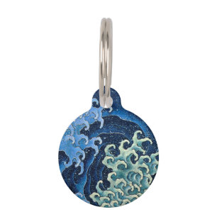 Hokusai Feminine Wave Vintage Ocean Pet Tag