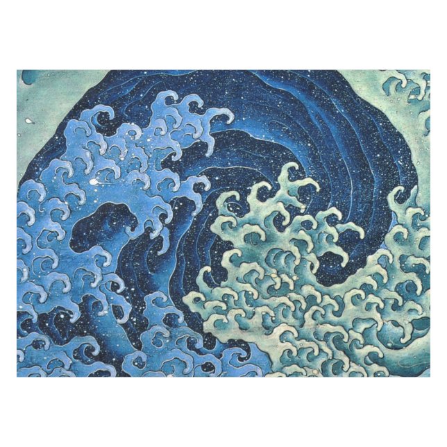 Hokusai Feminine Wave Vintage Ocean  Tablecloth (Front (Horizontal))
