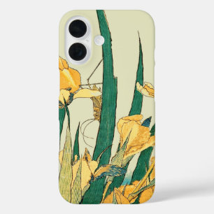 Hokusai grasshopper and iris Japan iPhone 16 Case