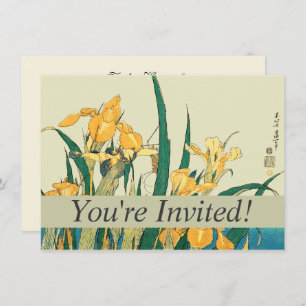 Hokusai grasshopper and iris Japan Invitation