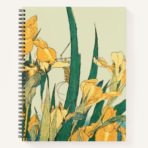 Hokusai grasshopper and iris Japan Notebook
