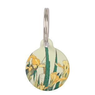 Hokusai grasshopper and iris Japan Pet Tag