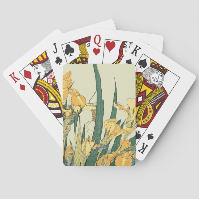 Hokusai grasshopper and iris Japan Playing Cards (Back)