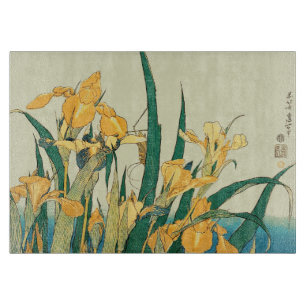 Hokusai Grasshopper Iris Vintage Print: Japanese Cutting Board