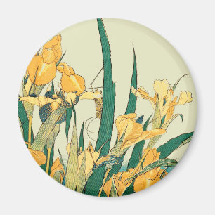 Hokusai Grasshopper Iris Vintage Print: Japanese Magnet