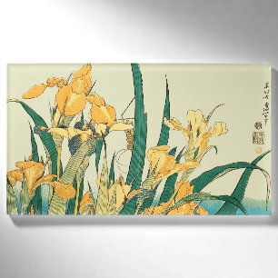 Hokusai Grasshopper Iris Vintage Print: Japanese Name Tag