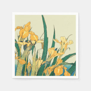 Hokusai Grasshopper Iris Vintage Print: Japanese Napkin