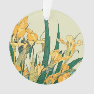 Hokusai Grasshopper Iris Vintage Print: Japanese Ornament