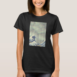 Hokusai Great Wave On Grunge Clouds   T-Shirt