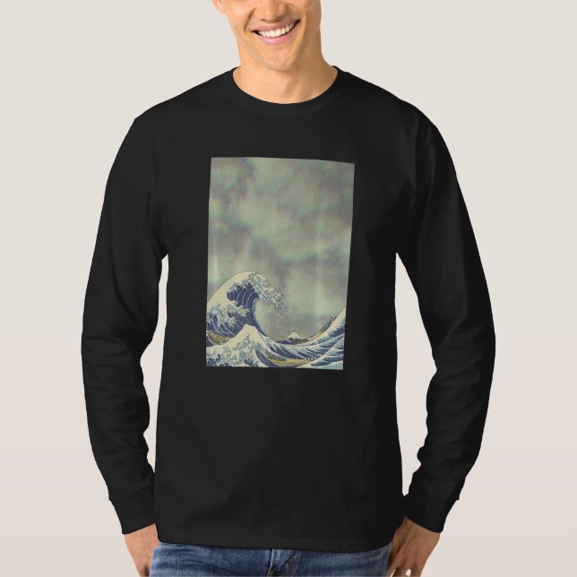 Hokusai Great Wave On Grunge Clouds   T-Shirt (Front)