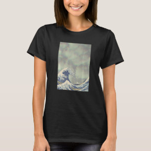 Hokusai Great Wave On Grunge Clouds T-Shirt