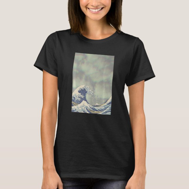 Hokusai Great Wave On Grunge Clouds   T-Shirt (Front)