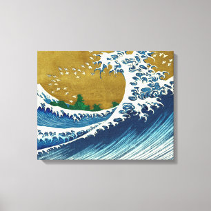 Hokusai Great Wave Pattern: Japanese Ukiyo-e Art Canvas Print