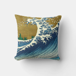 Hokusai Great Wave Pattern: Japanese Ukiyo-e Art Cushion