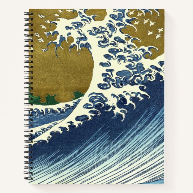 Hokusai Great Wave Pattern: Japanese Ukiyo-e Art Notebook (Front)