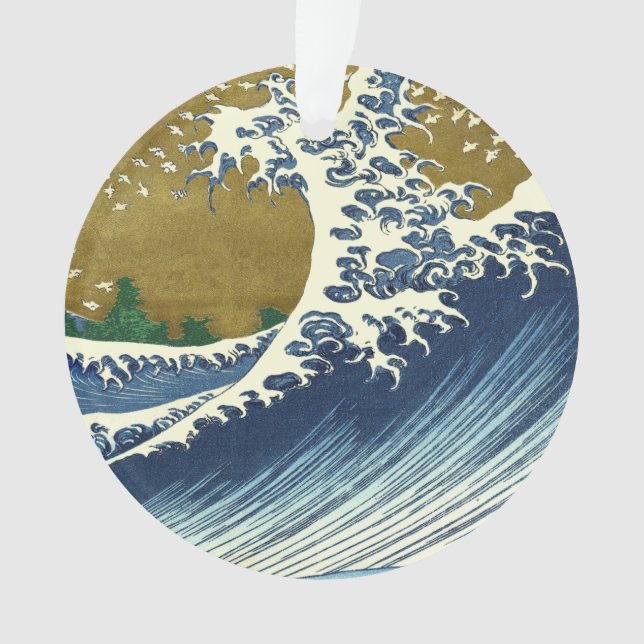 Hokusai Great Wave Pattern: Japanese Ukiyo-e Art Ornament (Front)