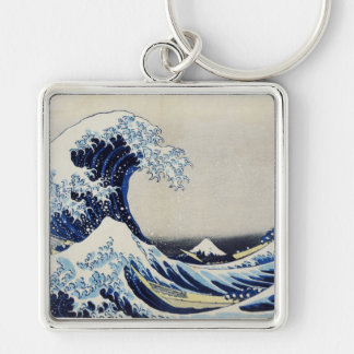 Hokusai great wave print painting key ring