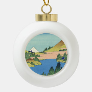 Hokusai Hakone Lake in Sagami Province   Ceramic Ball Christmas Ornament