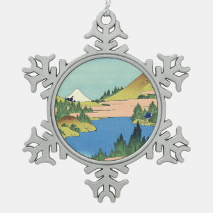 Hokusai Hakone Lake in Sagami Province   Snowflake Pewter Christmas Ornament