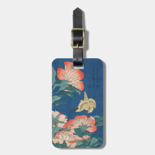 Hokusai Japanese Art Peonies and Canary Bird Luggage Tag
