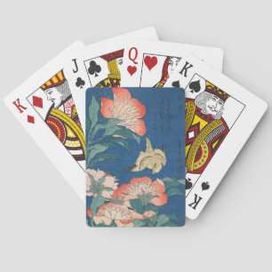 Hokusai Japanese Art Peonies and Canary Bird Playing Cards