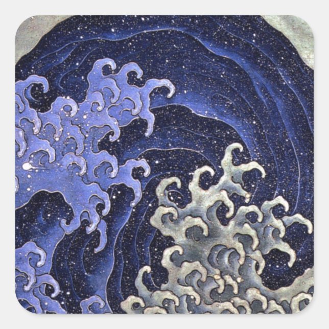 Hokusai KATSUSHIKA, Feminine-wave Square Sticker (Front)