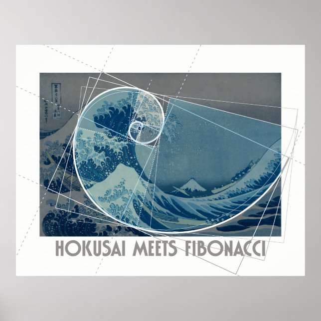 Hokusai Meets Fibonacci, Golden Ratio #2 Poster (Front)