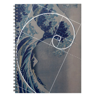Hokusai Meets Fibonacci, Golden Ratio Spiral Notebook